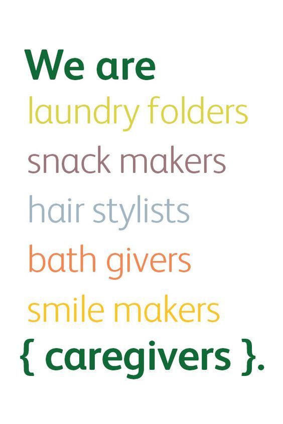 Graphic listing everyday caregiver roles—from laundry and meals to bathing—framed as We are caregivers.